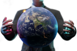 usinessman holding world in hands png