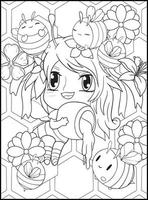 Pastel Goth Chibi Girls Coloring Pages vector