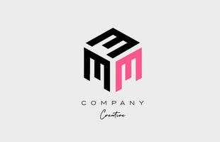 pink M three letter alphabet letter logo icon design. Creative template for business and company vector