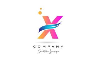 rosa burbujas x icono del logotipo de la letra del alfabeto con azul swoosh. plantilla creativa para empresa y negocio vector