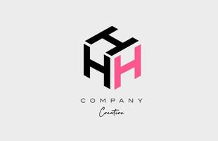 pink H three letter alphabet letter logo icon design. Creative template for business and company vector