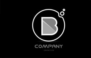 black and white B geometric alphabet letter logo icon with circle. Creative template for company and business vector