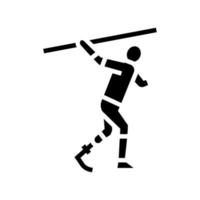 javelin-throwing handicapped athlete glyph icon vector illustration