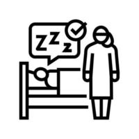 watching sleeping child line icon vector illustration