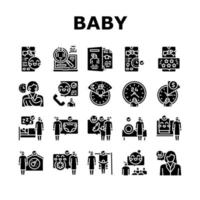 Baby Sitting Work Occupation Icons Set Vector