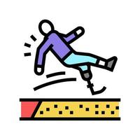 ilustración de vector de icono de color de atleta discapacitado de salto amplio