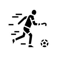 fútbol fútbol jugando atleta discapacitado glifo icono vector ilustración