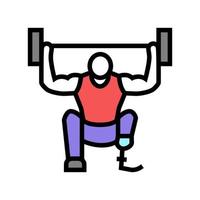 Ilustración de vector de icono de color de atleta discapacitado de levantamiento de pesas