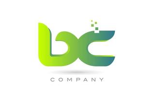 joined BC alphabet letter logo icon combination design with dots and green color. Creative template for company and business vector