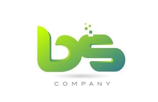 joined BS alphabet letter logo icon combination design with dots and green color. Creative template for company and business vector