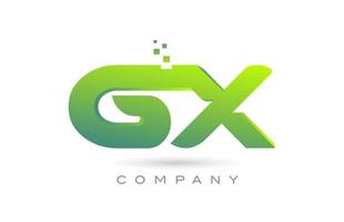 joined GX alphabet letter logo icon combination design with dots and green color. Creative template for company and business vector