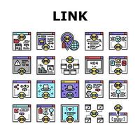 Link Building And Optimization Icons Set Vector