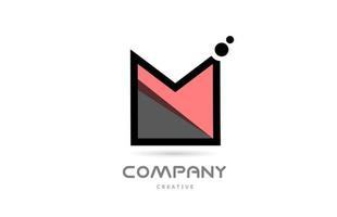 pink black M geometric alphabet letter logo icon with dots. Creative template for company and business vector