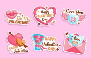 conjunto de pegatinas de saludo de san valentín vector