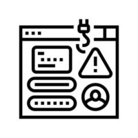 ilustración de vector de icono de línea de ataques de phishing