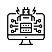 ai powered attacks line icon vector illustration
