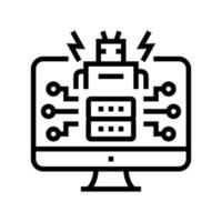 ai powered attacks line icon vector illustration