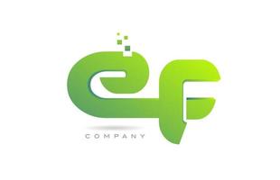 joined EF alphabet letter logo icon combination design with dots and green color. Creative template for company and business vector