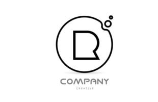 geometric letter R alphabet logo icon with circle and bubbles. Creative template for business and company vector