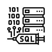 ilustración de vector de icono de línea de inyecciones sql