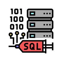 ilustración de vector de icono de color de inyecciones sql