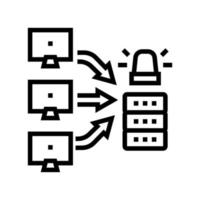 Ilustración de vector de icono de línea de ataques ddos