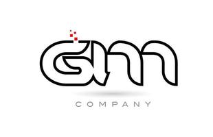GM connected alphabet letter logo icon combination design with dots and red color. Creative template for company and business vector