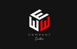 W red white three letter cube alphabet letter logo icon design. Creative template for company and business vector