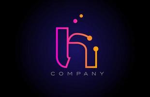Diseño del icono del logotipo de la letra del alfabeto de la línea de puntos h. plantilla creativa para empresas y empresas en color amarillo rosa vector