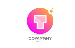 pink yellow dots T alphabet letter logo icon with transparency. Creative template for company vector