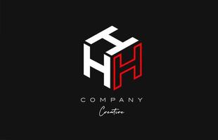 h línea roja tres letras cubo alfabeto letra logo icono diseño. plantilla creativa para negocios y empresas. vector