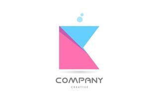 K pink blue geometric alphabet letter logo icon. Creative template for company and business vector