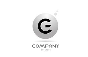 G 3d grey sphere alphabet letter logo icon design with dot. Creative template for business and company vector