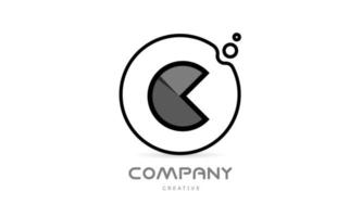 C black and white geometric alphabet letter logo icon with circle. Creative template for company and business vector