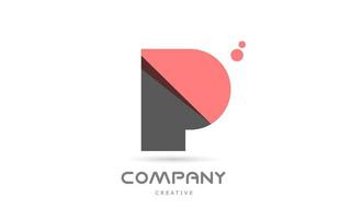 P pink dots geometric alphabet letter logo icon. Creative template for business and company vector