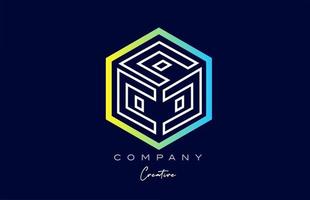 línea c diseño de icono de logotipo de letra de alfabeto de cubo de tres letras con diseño de polígono. plantilla creativa para empresa vector