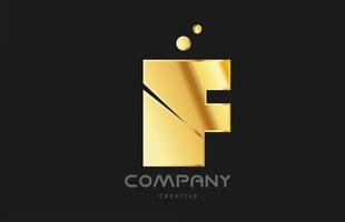 gold golden geometric F alphabet letter logo icon design. Creative template for business and company and in yellow color vector