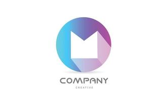 m icono del logotipo de la letra del alfabeto azul rosa con sombra larga y círculo. plantilla creativa para empresa o negocio vector