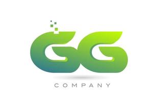 joined GG alphabet letter logo icon combination design with dots and green color. Creative template for company and business vector