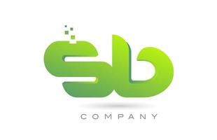 joined SB alphabet letter logo icon combination design with dots and green color. Creative template for company and business vector