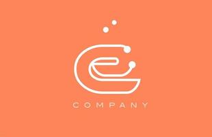 E orange white dot line alphabet letter logo icon design. Creative template for business and company vector