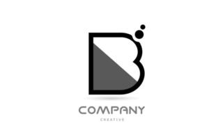 B black white geometric alphabet letter logo icon with dots. Creative template for business and company vector