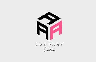 pink A three letter alphabet letter logo icon design. Creative template for business and company vector