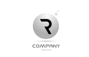 R 3d grey sphere alphabet letter logo icon design with dot. Creative template for business and company vector