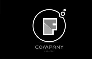 black and white F geometric alphabet letter logo icon with circle. Creative template for company and business vector