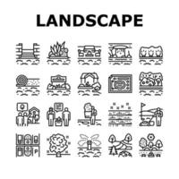 Landscape Design And Accessories Icons Set Vector