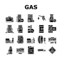 conjunto de iconos de equipo de reabastecimiento de combustible de gasolinera vector