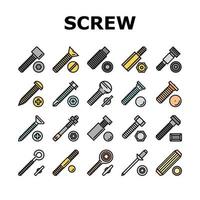 Screw And Bolt Building Accessory Icons Set Vector