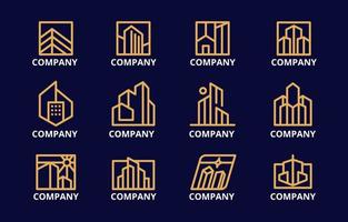 Cool Modern Construction Company Logo Template Monoline Style vector