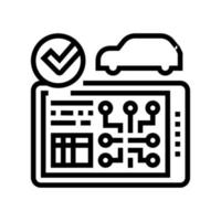 prueba del sistema electrónico de la computadora icono de la línea del coche ilustración vectorial vector